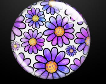 Pink flower ,Crystal  Snap Charm,Fits 18-20mm.
