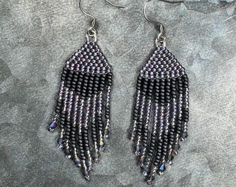 Dangle Earrings beaded stripes