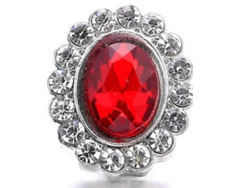 12mm Snap Button Charm: Red Jewel DIY Jewelry