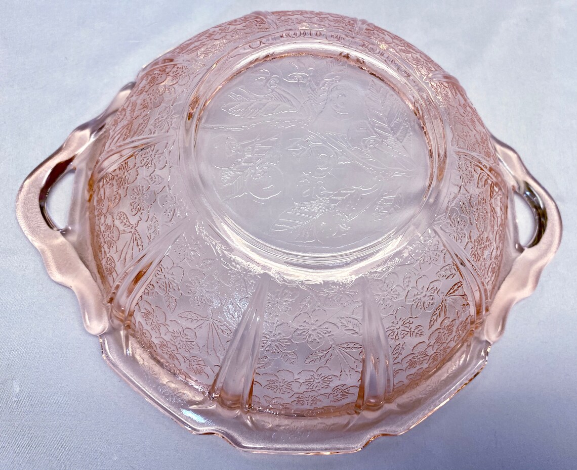 Cherry Blossom Pink Depression Glass 11 Serving Bowl by Etsy