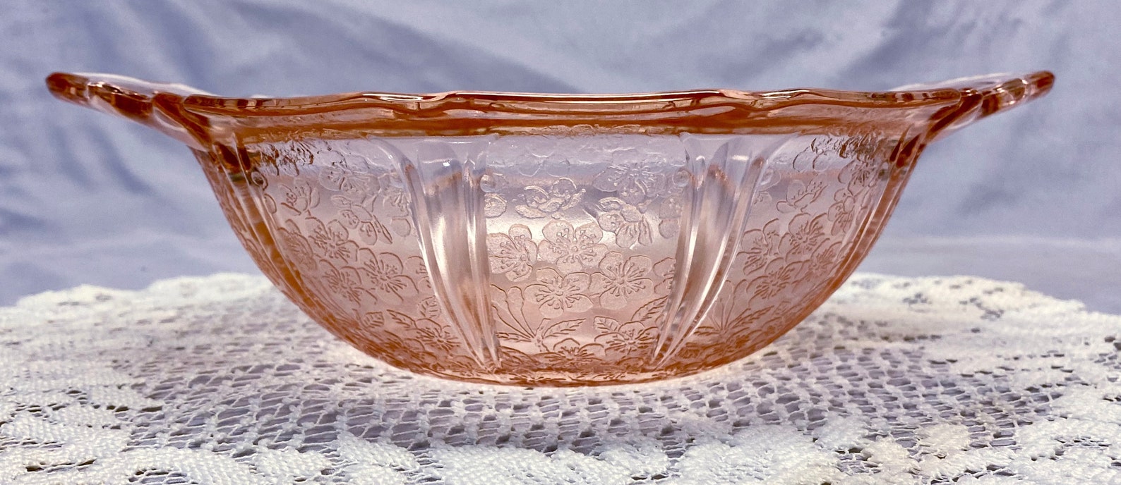 Cherry Blossom Pink Depression Glass 11 Serving Bowl by Etsy
