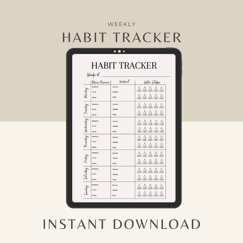 Weekly Habit Tracker Printable Portrait, Habit Tracker Template ...