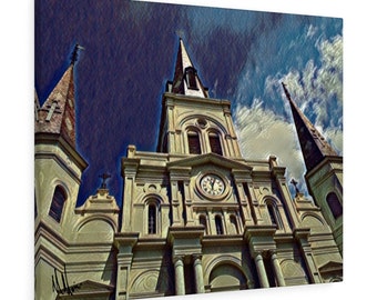 Skies over St Louis Cathedral on canvas - New Orleans painting, New Orleans wall art, New Orleans artwork, Louisiana art, New Orleans gift
