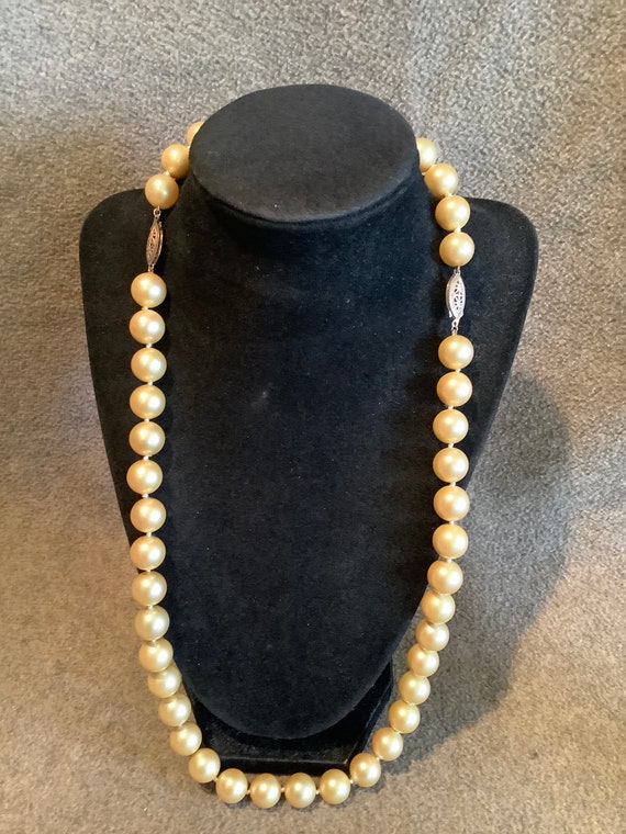 Gilded Sterling and Champaign Faux Pearl Jewelry … - image 8