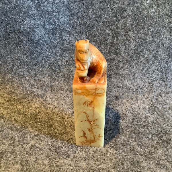 Carved Soapstone Chop (Stamp) with Monkey
