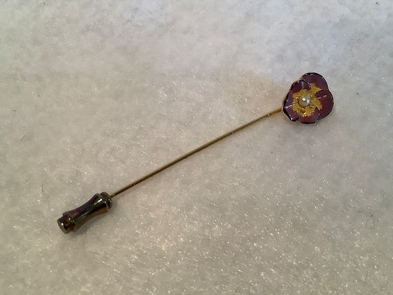 Pansy Enamel Stick Pin - image 1