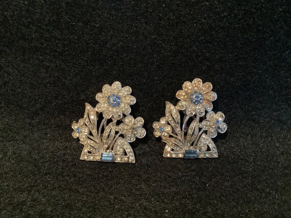 Pair of Antique Flower Dress Clips - image 1