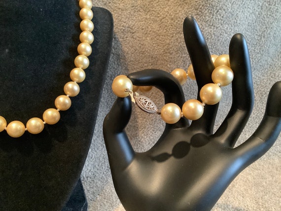 Gilded Sterling and Champaign Faux Pearl Jewelry … - image 2