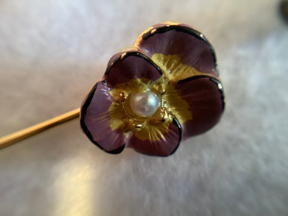 Pansy Enamel Stick Pin - image 4