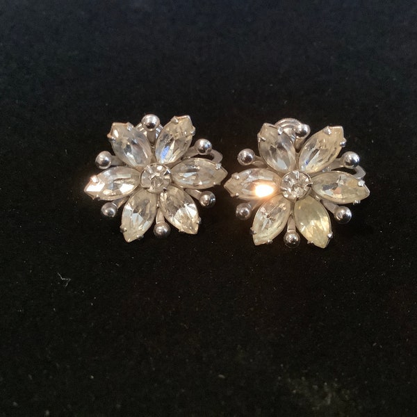 Sterling Silver Rhinestone Screwback Earrings from A & Z Chain Co