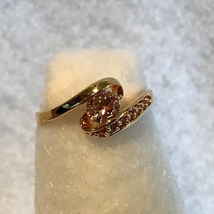 Pink Champain CZ and Gold Vintage Ring