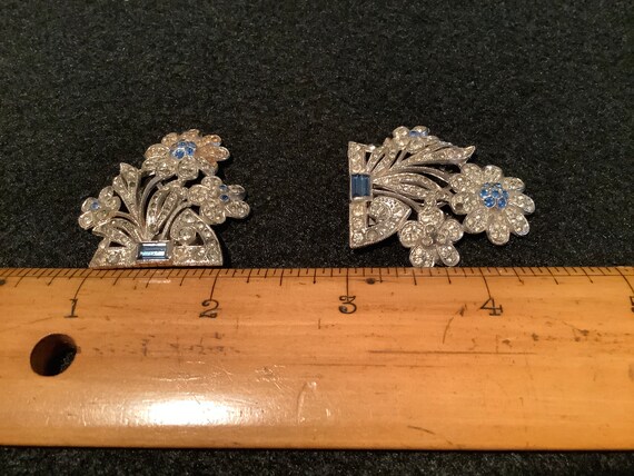 Pair of Antique Flower Dress Clips - image 6