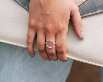 Silver Circle Ring, Open Circle Ring, Silver Statement Ring, Silver Halo Ring, Sterling Silver Ring, Minimalist Ring, Modern Silver Ring