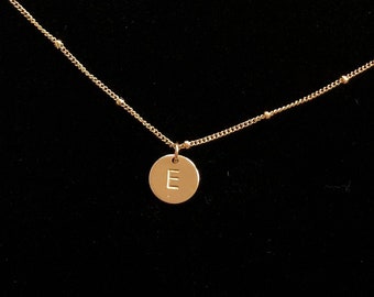 Gold Disc Necklace, Letter Necklace, Gold Coin Necklace, Gold Initial Necklace, Gold Bridesmaid Necklace, Personalised Gift, Custom Jewelry
