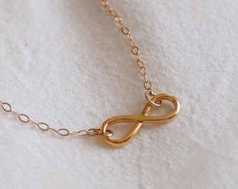 Gold Infinity Necklace, Best Friend Necklace, Eternity Necklace, Gold Necklace, Bridesmaid Jewelry Gift, Anniversary Gift, Christmas Gift