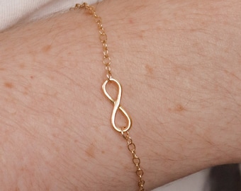 Gold Bracelet, Gold Infinity Bracelet, Best Friend Gift, Gold Eternity Bracelet, Bridesmaid Jewellery Gift, Girlfriend Anniversary Gift