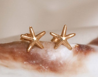 Gold Starfish Earrings, Starfish Stud Earrings, Gold Stud Earrings, Tiny Gold Studs, Ocean Jewellery, Best Friend Gift, Dainty Gold Earrings