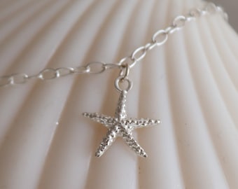 Sterling Silver Starfish Bracelet: Beach Boho Jewellery Gift