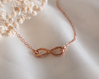 Rose Gold Infinity Necklace, Best Friend Necklace, Eternity Necklace, Rose Gold Necklace, Bridesmaid Gift, Wife Anniversary Gift, Mum Gift