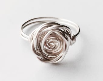 Sterling Silver Ring, Silver Rose Ring, Flower Ring, Rose Shaped Ring, Statement Ring, Best Friend Ring, Girlfriend Gift, Feminine Jewellery