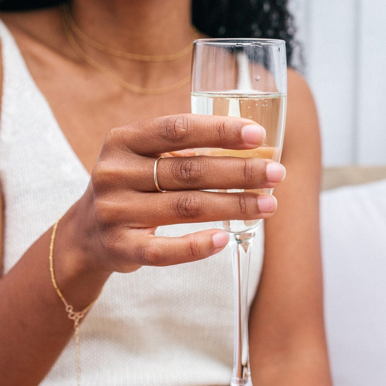 Gold Stacking Ring, Solid Gold Ring, Yellow Gold Band, Thin Wedding Band, Modern Gold Wedding Ring, Gold Commitment Band, Pure Gold image 2