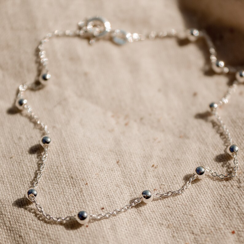 Silver Beaded Anklet Silver Ankle Bracelet Beaded Anklet Etsy UK