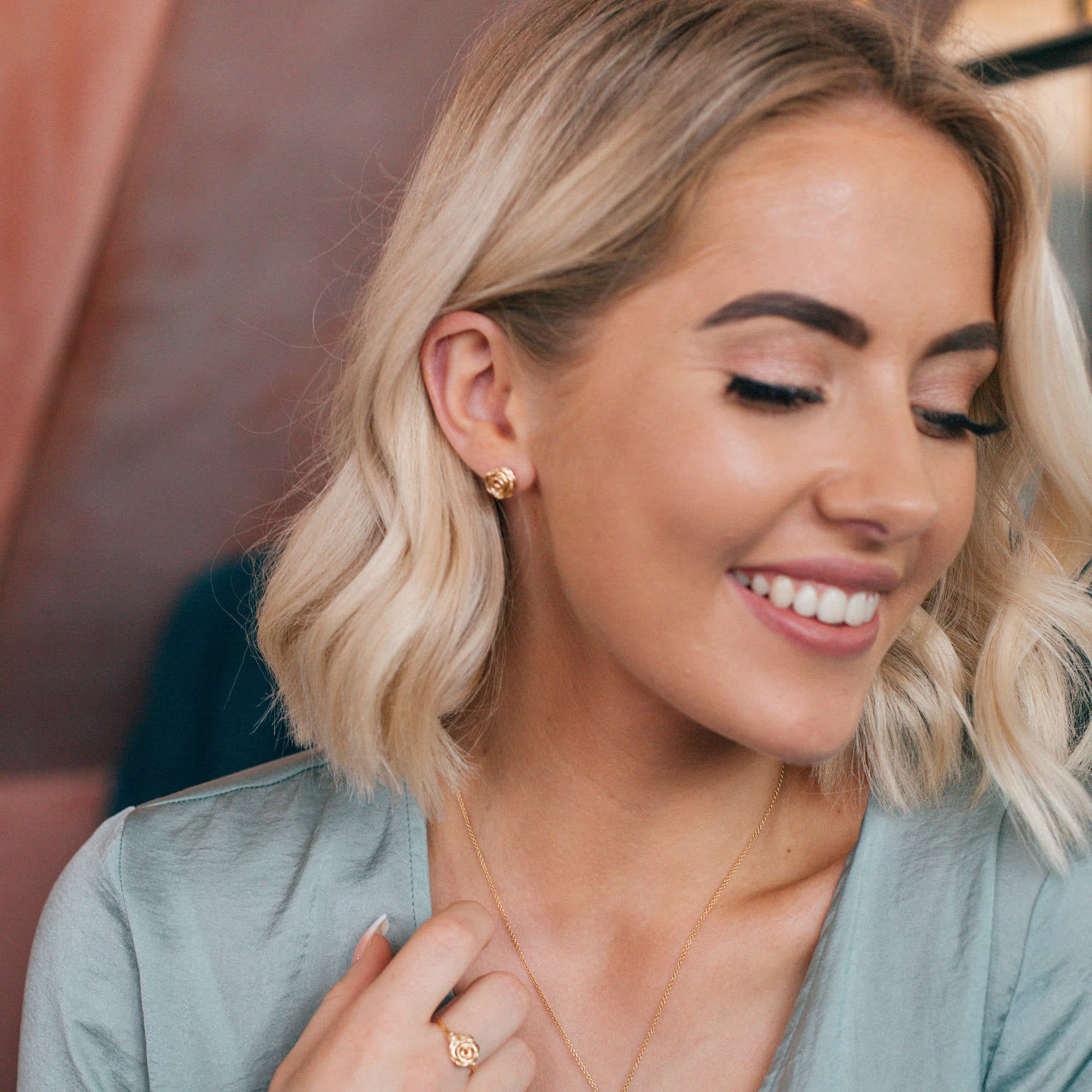 Gold Rose Jewellery Set Rose Jewellery Gift Gold Jewellery Etsy