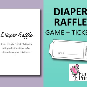 Diaper Raffle Sign + Tickets , Diaper Raffel Ticket, Baby Shower Game, Editable Game, Baby Shower Game Printable, Instant Download