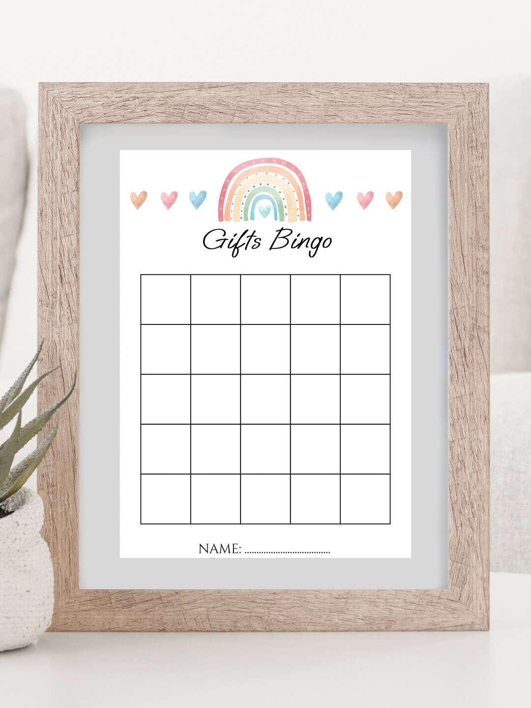 Blank Baby Bingo Card Rainbow Theme, Baby Shower Bingo Game, Baby ...