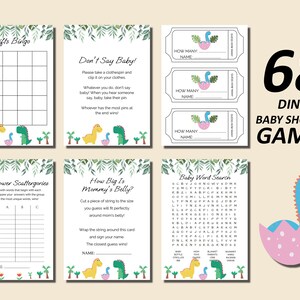 68 Dino Baby Shower Games Bundle, Dinosaur Baby Shower Game, Download, Printable Baby Party Games, Minimalist Games