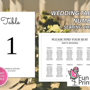 Wedding Table Number + Seating Chart, Printable, 5x7 Table Number, DIY Table Numbers