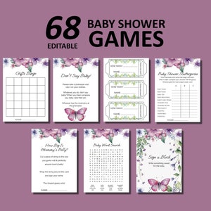 68 Butterfly Gender Neutral Baby Shower Games Bundle, Butterfly Baby Shower Games, Instant Download, Printable Shower Games, Minimalist