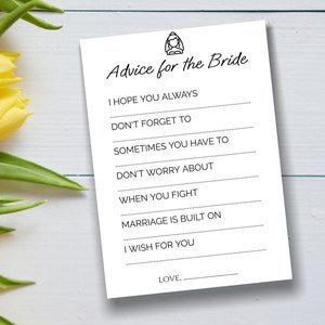 Advice For The Bride To Be Game, Instant Download, Printable, Bridal Shower Games, Editable