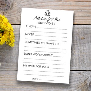 Advice For The Bride To Be Game, Instant Download, Printable, Bridal Shower Games, Editable