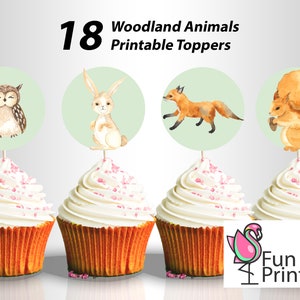 18 Woodland Cake Toppers Instant Download, Woodland Baby Shower, Woodland Animals, Woodland Party Decor