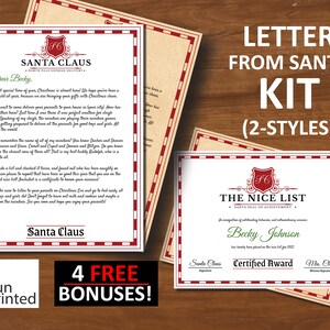 Letter from Santa (2-Styles), Nice List Certificate, Santa Letter Printable Christmas Santa Letter, Editable Santa Letter, Instant Download