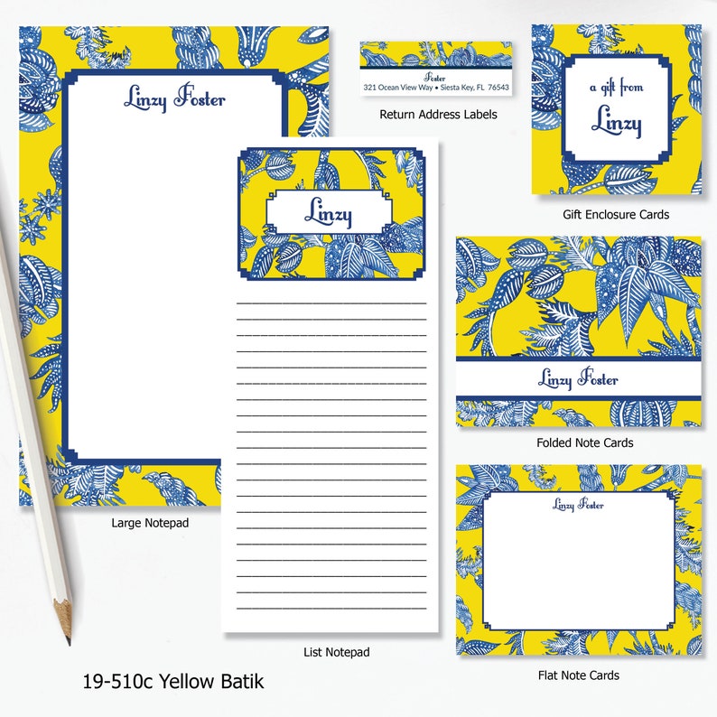 Personalized Memo Pad Yellow Batik Personalized List Pad Personalized Gift Personalized Girlfriend Gift Grocery List Name Notepad