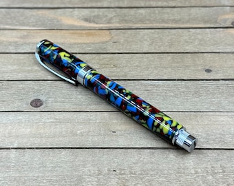 Pluma estilográfica artesanal "Noche estrellada": Plumín de cromo de punta fina