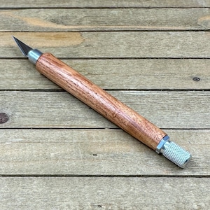 Honey Locust Hobby-scalpel, handgemaakt gemodificeerd mes, markeermes met houten handvat en vervangbare mesjes, houten papiersnijder ambachtelijk penmes