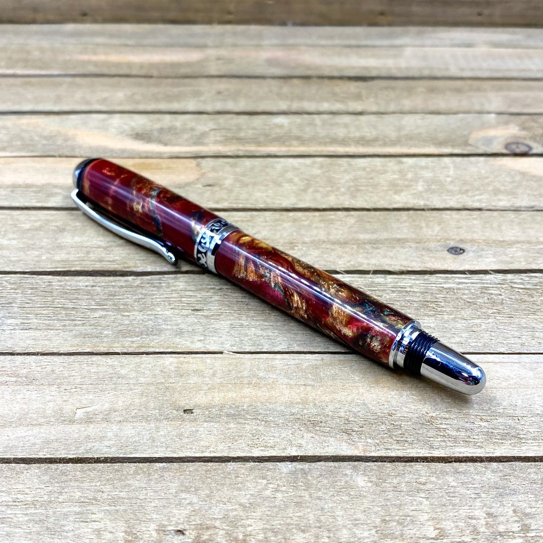 Sedona Style Custom Acrylic Fountain Pen in Red and Gold Resin