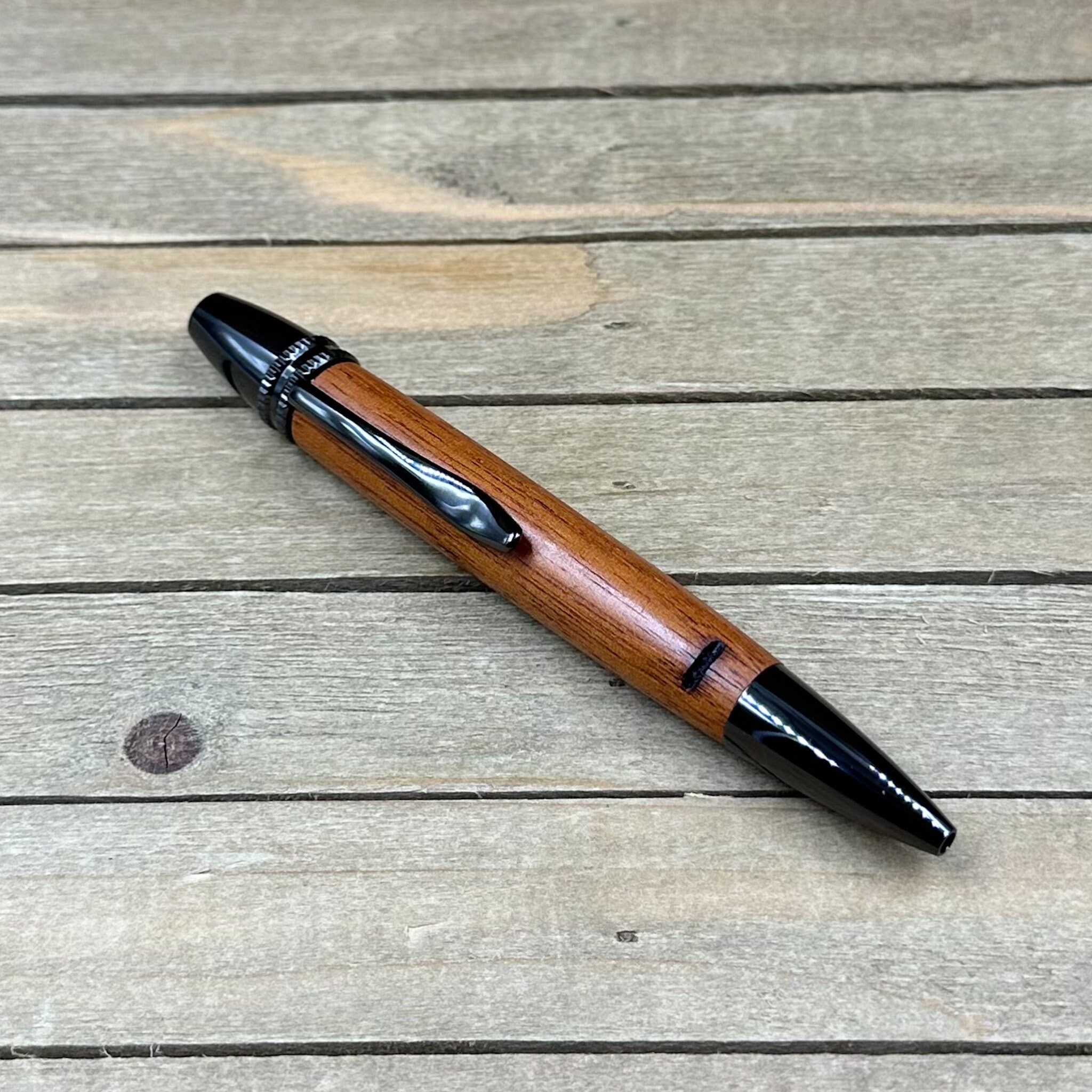 Exotic Sapele and Gunmetal Reclaimed Hardwood Polaris Style Ballpoint Pen