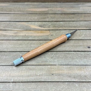 Hobbyscalpel van kersenhout, handgemaakte gemodificeerde mesjes, markeermes met houten handvat en vervangbare mesjes, houten papiersnijder ambachtelijk penmes