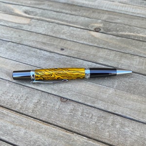 Paua Abalone Sea Inspired Elegant Twist Pen, Yellow Pen