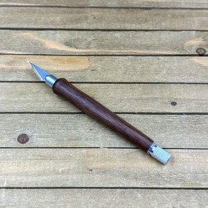 Walnut Wood Hobby Scalpel, Handcrafted Modified Blades, Wood Handle Marking Knife with Replaceable Blades, Wood Paper Cutter Craft Pen Knife
