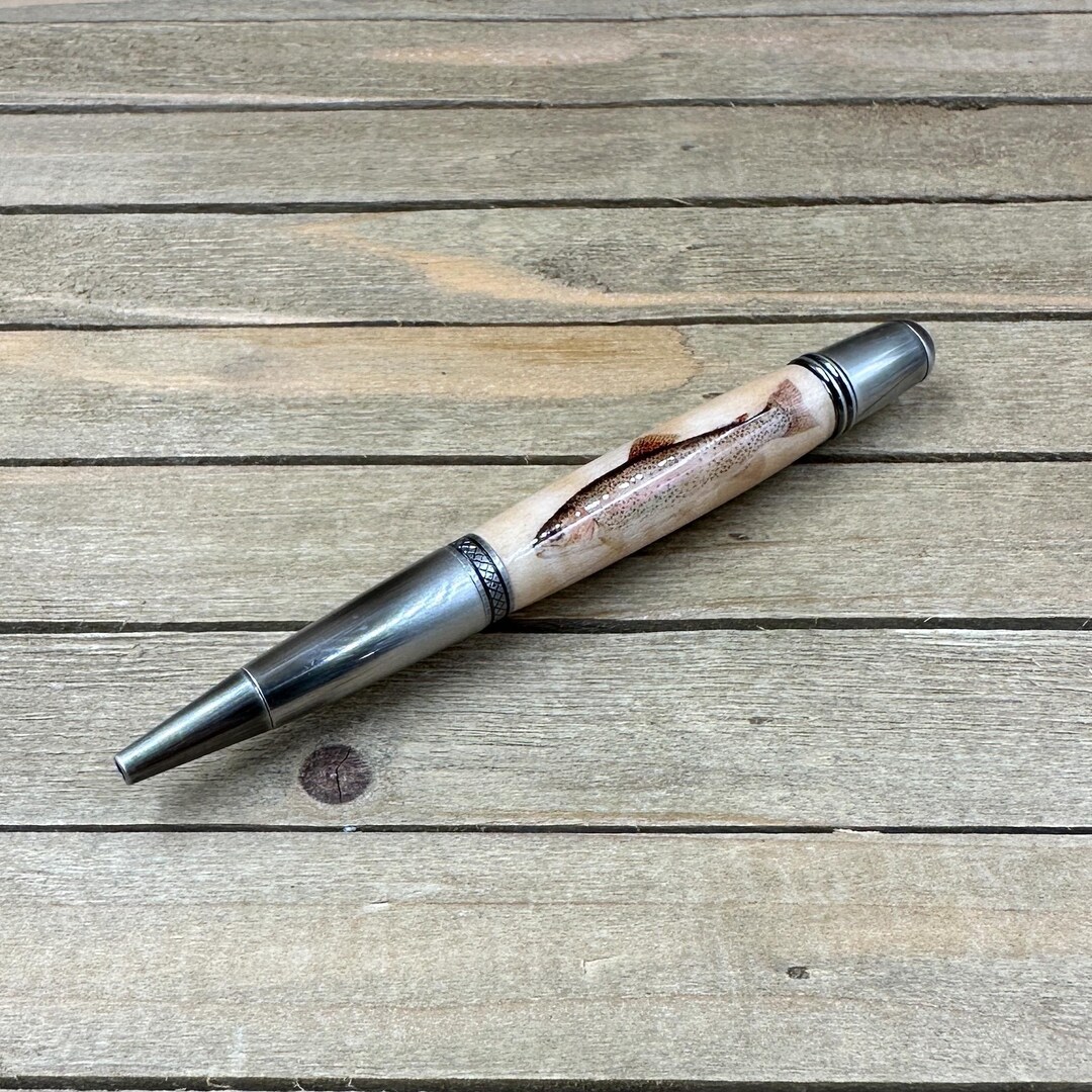 Rainbow Trout Pen, Curly Maple Wood Ballpoint, Fisherman Gift - Etsy