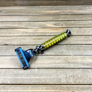 Yellow Resin and Aluminum Honeycomb Handcrafted Shaving Razor, Gillette ...