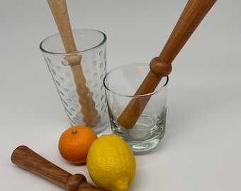 Muddles, Hardwood bar tending tools, handmade, Barware, modern shape, cocktail tools, meant for crushing fruit and mint, up your game