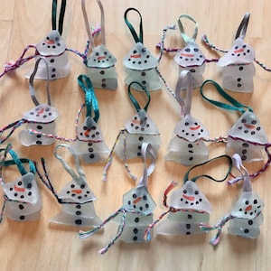 Sea Glass Snowmen Christmas Decorations