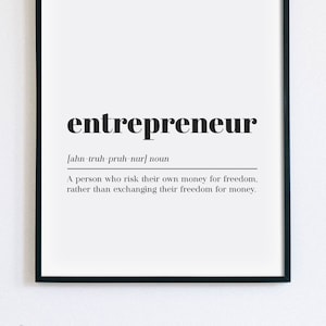 Entrepreneur Definition Print, Home Office Decor, Small Business Inspirational Quote Printable Art, Gift For Entrepreneur, INSTANT DOWNLOAD