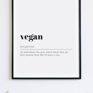 Vegan Definition Print, Funny Vegan Poster, Veganism Wall Art, Animal Rights, Animal Liberation, Kitchen Definition Art, INSTANT DOWNLOAD